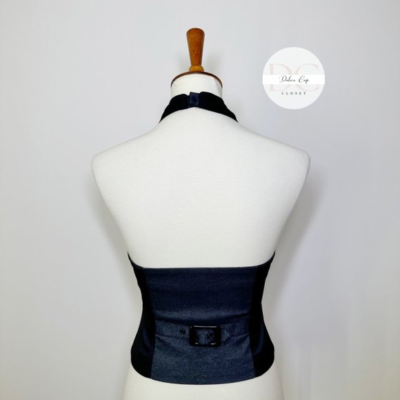 BEBE Halterneck Plunge Waistcoat Top Size XS - Picture 3 of 8